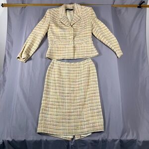 Kasper Women's Tweed Skirt Suit Set Size 6 Blazer Jacket Two Piece Pastel